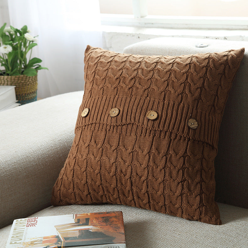 HKM-622291 Cotton Double Twist Knitted Pillowcase 45cm x 45cm, 100% Cotton, Without Core