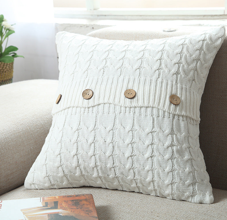 HKM-622291 Cotton Double Twist Knitted Pillowcase 45cm x 45cm, 100% Cotton, Without Core