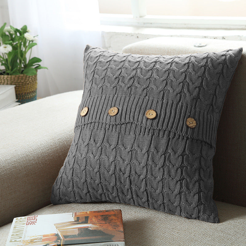 HKM-622291 Cotton Double Twist Knitted Pillowcase 45cm x 45cm, 100% Cotton, Without Core