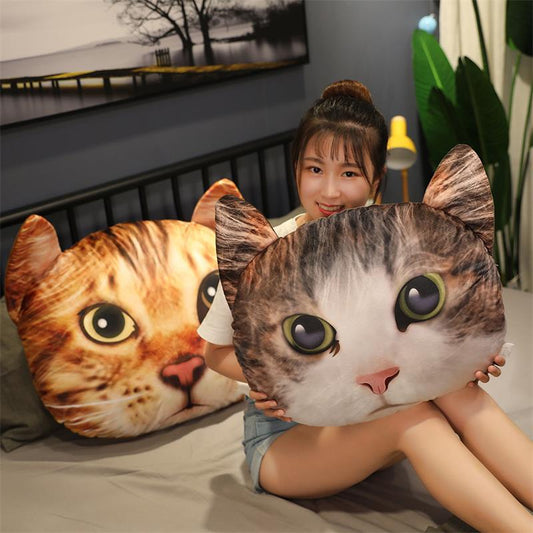 HKM-622355 3D Cartoon Cat Head Plush Cushion for Ages 7-14