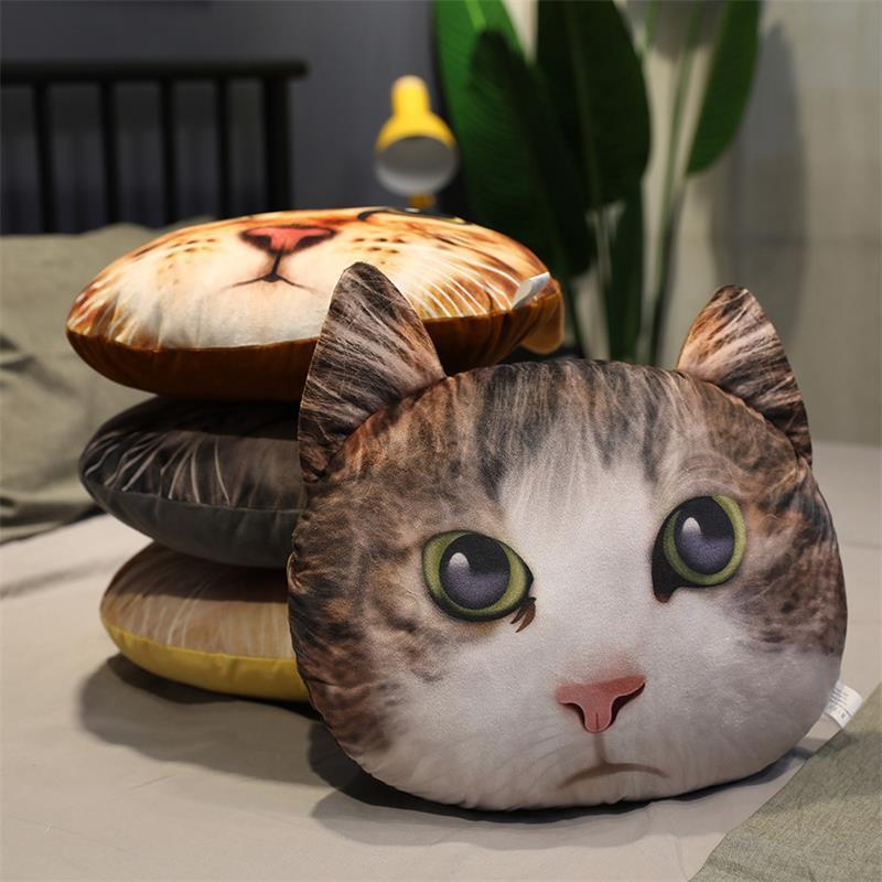 HKM-622355 3D Cartoon Cat Head Plush Cushion for Ages 7-14