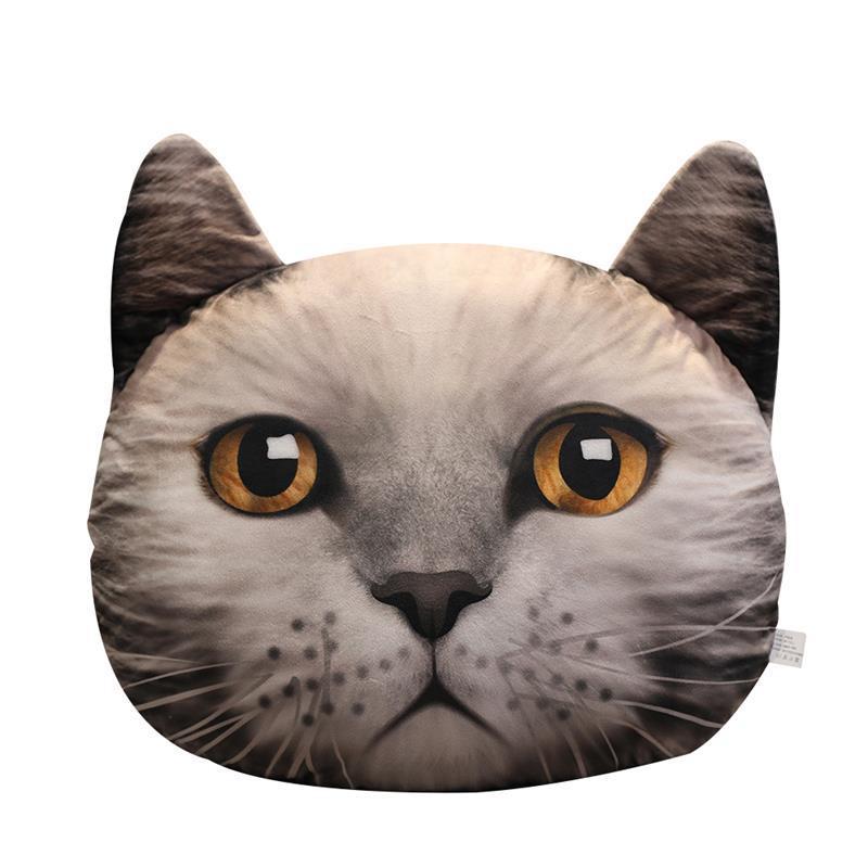 HKM-622355 3D Cartoon Cat Head Plush Cushion for Ages 7-14