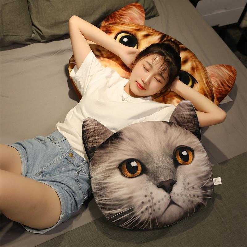HKM-622355 3D Cartoon Cat Head Plush Cushion for Ages 7-14