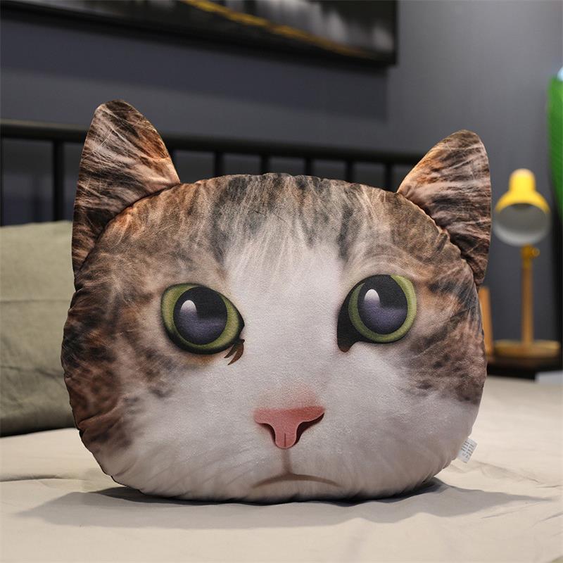 HKM-622355 3D Cartoon Cat Head Plush Cushion for Ages 7-14