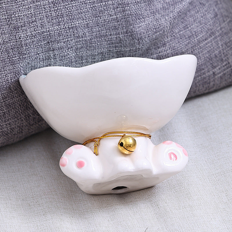 HKM-622419 Flower Design Ceramic Cat Bowl - Anti-Tumble Pet Tableware in Blue, Green, Pink, or Purple