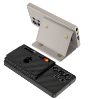 HKM-622483 Magnetic Split Wallet Phone Case with Built-in Wireless Charger and Stand for Samsung