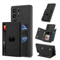 HKM-622483 Magnetic Split Wallet Phone Case with Built-in Wireless Charger and Stand for Samsung
