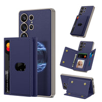 HKM-622483 Magnetic Split Wallet Phone Case with Built-in Wireless Charger and Stand for Samsung