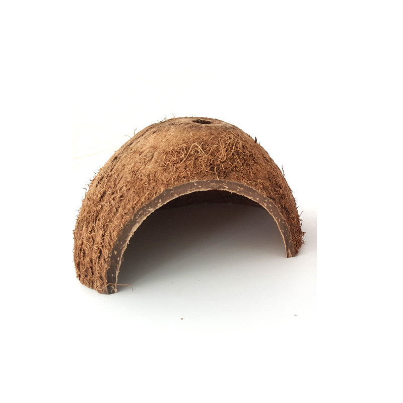 HKM-622483 Natural Coconut Shell Hideout for Turtles, Scorpions, and Lizards - 12-14 cm Diameter