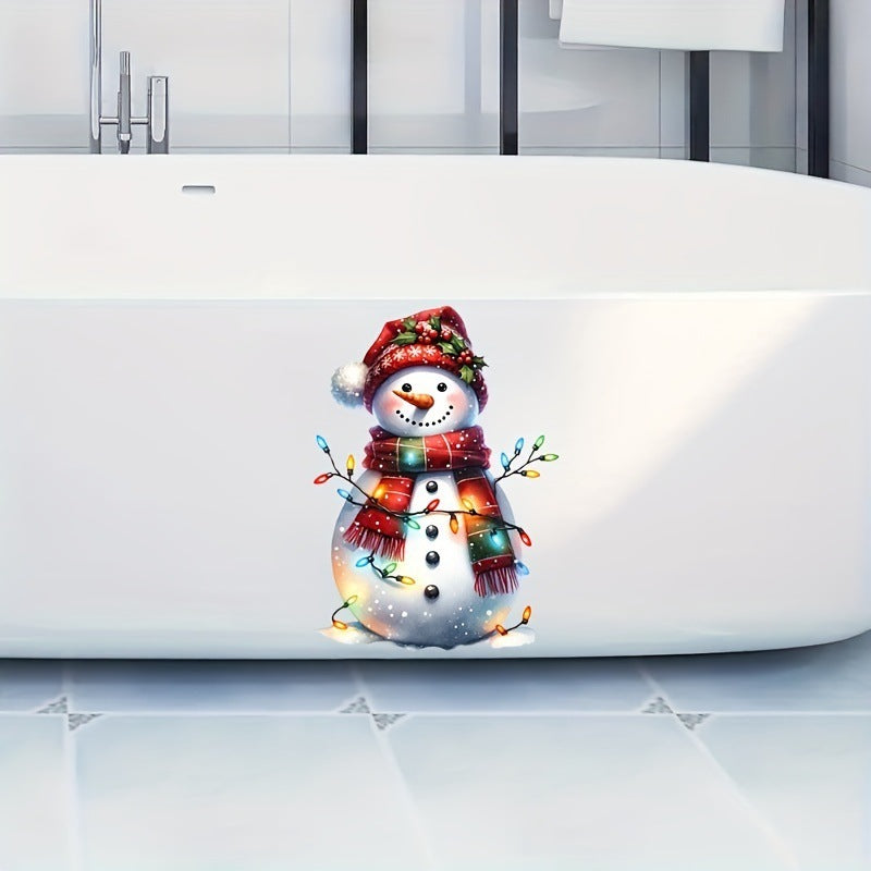 HKM-622483 Waterproof American Style Snowman Christmas Light Wall Stickers – 30x30cm PVC Decor
