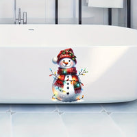 HKM-622483 Waterproof American Style Snowman Christmas Light Wall Stickers – 30x30cm PVC Decor