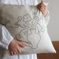 HKM-622547 Linen Embroidery Removable and Washable Sofa Pillow for Living Room - 45x45cm / 50x50cm