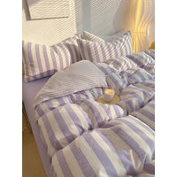 HKM-622547 Simple Striped Pure Cotton Bed Sheet Set with Pillowcases - Modern Twill Weave, 60 Thread Count