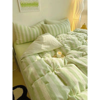 HKM-622547 Simple Striped Pure Cotton Bed Sheet Set with Pillowcases - Modern Twill Weave, 60 Thread Count