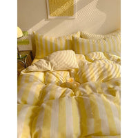 HKM-622547 Simple Striped Pure Cotton Bed Sheet Set with Pillowcases - Modern Twill Weave, 60 Thread Count