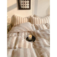 HKM-622547 Simple Striped Pure Cotton Bed Sheet Set with Pillowcases - Modern Twill Weave, 60 Thread Count