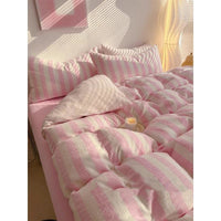 HKM-622547 Simple Striped Pure Cotton Bed Sheet Set with Pillowcases - Modern Twill Weave, 60 Thread Count