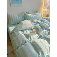 HKM-622547 Simple Striped Pure Cotton Bed Sheet Set with Pillowcases - Modern Twill Weave, 60 Thread Count