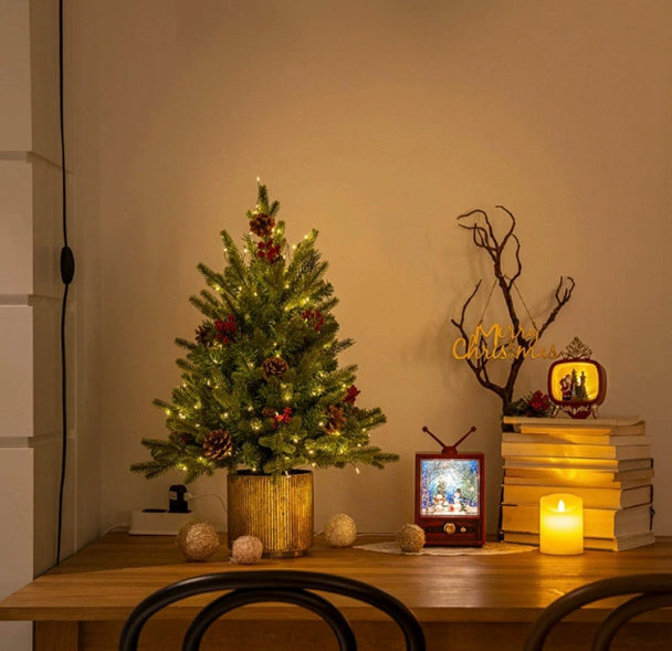 HKM-622675 Flame Retardant 45CM Christmas Tree with Electric Lights - Eco-Friendly Holiday Decoration