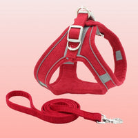 HKM-622739 Deerskin Velvet Cat Leash Vest Chest Harness in Various Colors