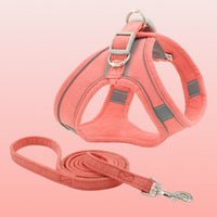 HKM-622739 Deerskin Velvet Cat Leash Vest Chest Harness in Various Colors