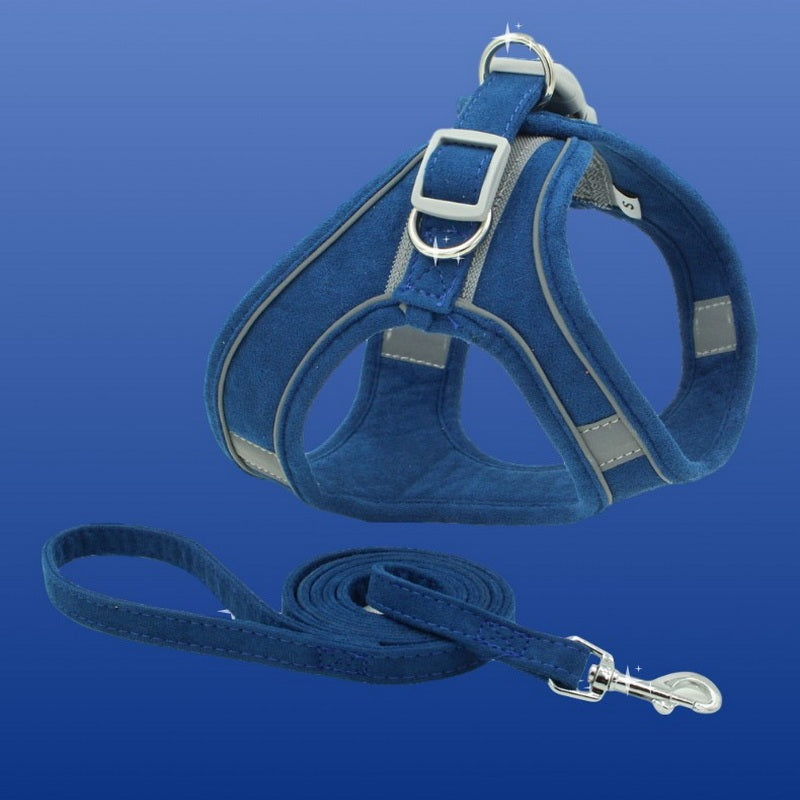 HKM-622739 Deerskin Velvet Cat Leash Vest Chest Harness in Various Colors