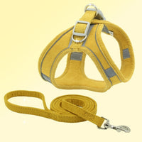 HKM-622739 Deerskin Velvet Cat Leash Vest Chest Harness in Various Colors