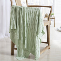 HKM-622867 Bamboo Fiber Knitted Towel Blanket in Striped Design for Summer - Sizes S and M Available