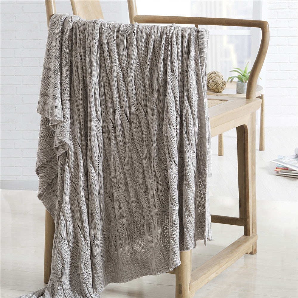 HKM-622867 Bamboo Fiber Knitted Towel Blanket in Striped Design for Summer - Sizes S and M Available