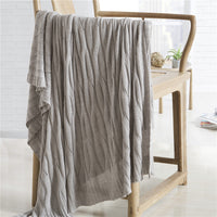 HKM-622867 Bamboo Fiber Knitted Towel Blanket in Striped Design for Summer - Sizes S and M Available
