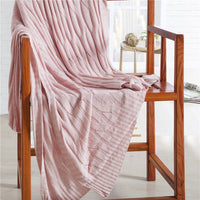 HKM-622867 Bamboo Fiber Knitted Towel Blanket in Striped Design for Summer - Sizes S and M Available