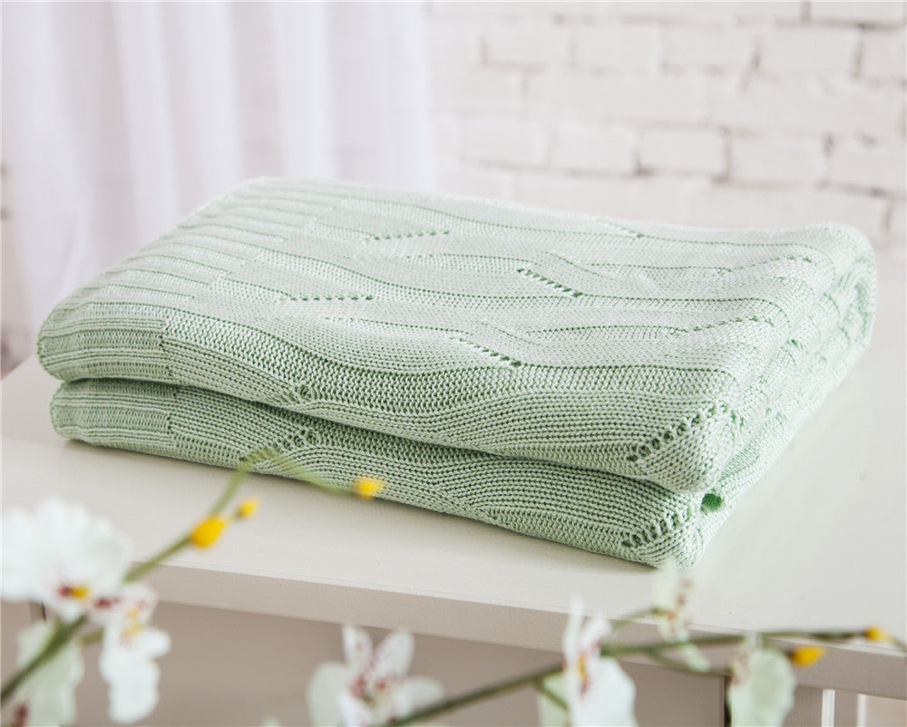 HKM-622867 Bamboo Fiber Knitted Towel Blanket in Striped Design for Summer - Sizes S and M Available