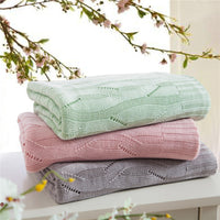 HKM-622867 Bamboo Fiber Knitted Towel Blanket in Striped Design for Summer - Sizes S and M Available