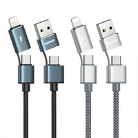 HKM-622931 Braided USB Data Cable for iPhone & Type-C Devices - 1m Length, Black/Silver Options