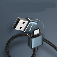 HKM-622931 Braided USB Data Cable for iPhone & Type-C Devices - 1m Length, Black/Silver Options