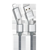 HKM-622931 Braided USB Data Cable for iPhone & Type-C Devices - 1m Length, Black/Silver Options