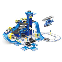 HKM-623187 Diecast Toy Vehicle Play Set with Car Station and Parking Lot for Kids Ages 2-7