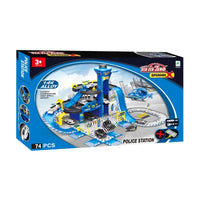 HKM-623187 Diecast Toy Vehicle Play Set with Car Station and Parking Lot for Kids Ages 2-7