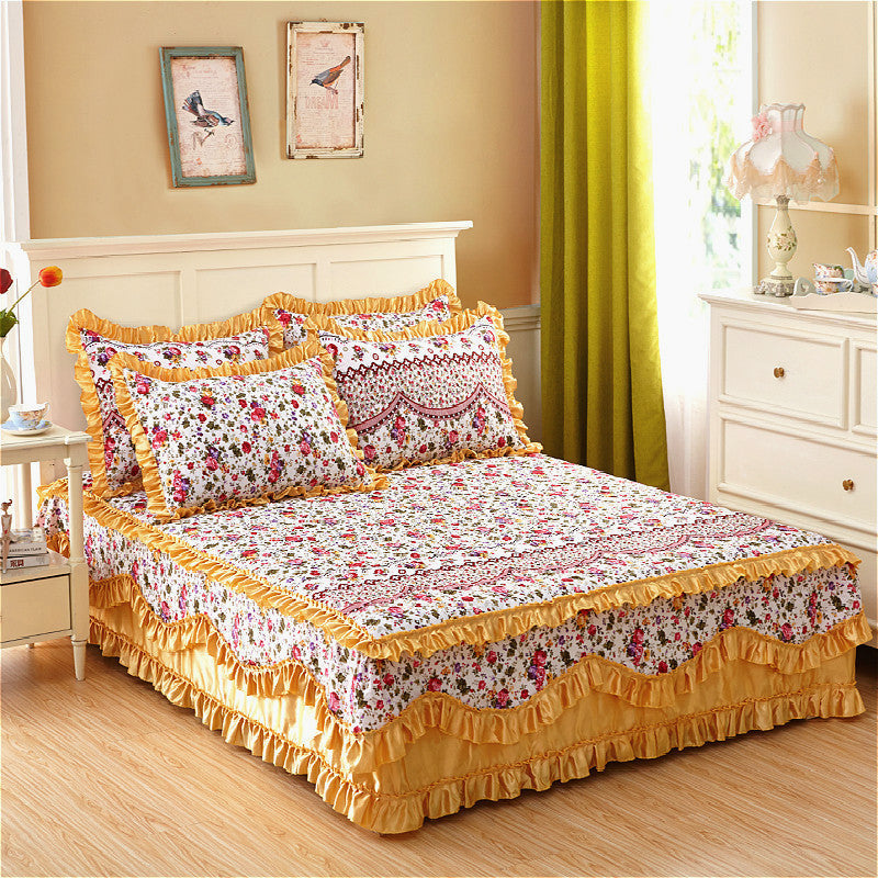 HKM-623379 Cotton Bed Skirt with Floral Pattern – Available in 150x200cm and 180x200cm Sizes