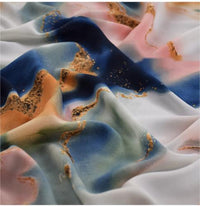 HKM-623379 Elastic Crepe De Chine Chiffon Fabric for Dresses, Shirts, Gowns, and Pajamas - 100% Polyester, Geometric Patterns