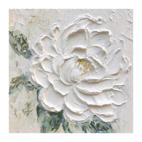 HKM-623635 Cream Wind White Peony Thick Textured Hand-Drawn Oil Painting – Frameless or Framed Options Available