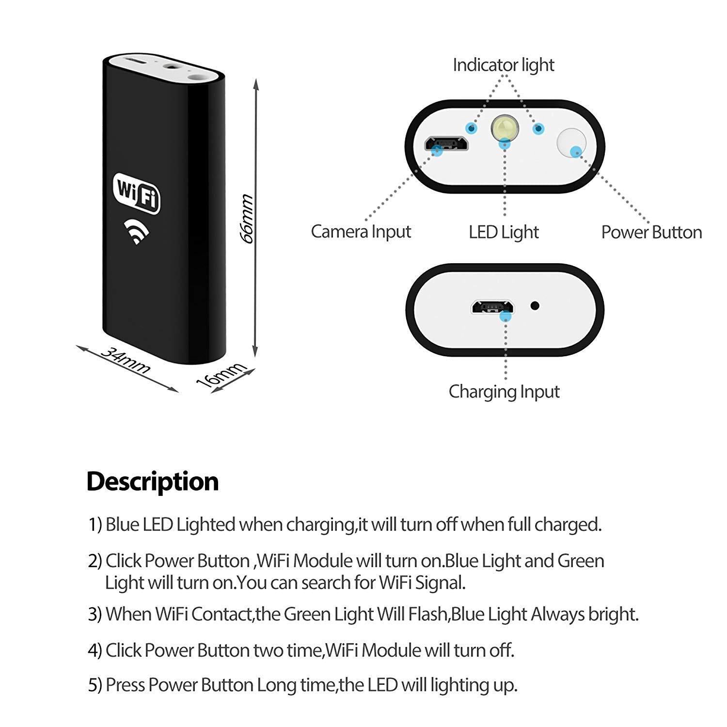 HKM-623891 HD Waterproof Mobile Phone Endoscope for iPhone - 2 Million Pixels, 1280x720 Resolution, USB Compatible