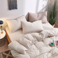 HKM-624019 Striped Cotton 4-Piece Bedding Set for 1.2m to 2.0m Beds