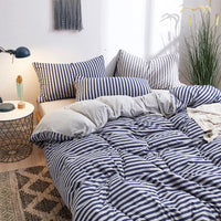 HKM-624019 Striped Cotton 4-Piece Bedding Set for 1.2m to 2.0m Beds