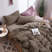 HKM-624019 Striped Cotton 4-Piece Bedding Set for 1.2m to 2.0m Beds