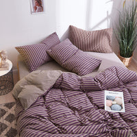 HKM-624019 Striped Cotton 4-Piece Bedding Set for 1.2m to 2.0m Beds