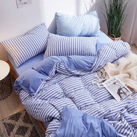 HKM-624019 Striped Cotton 4-Piece Bedding Set for 1.2m to 2.0m Beds