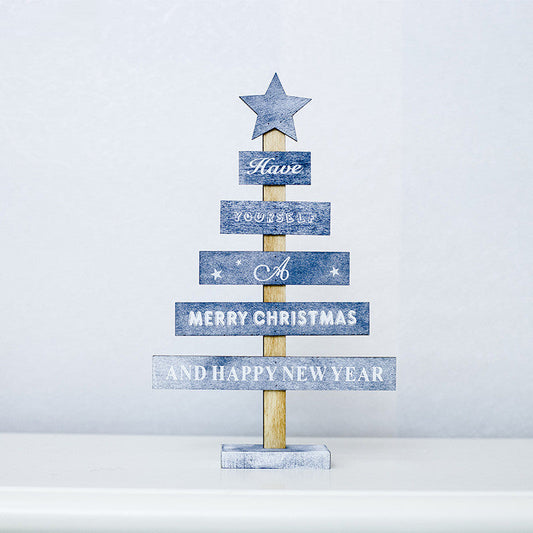 HKM-624147 Painted Letter Wooden Christmas Tree Ornaments - European Style Decor 29cm x 18cm