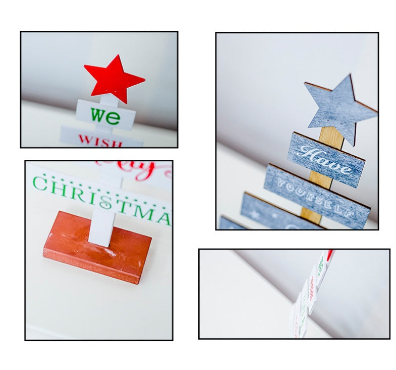 HKM-624147 Painted Letter Wooden Christmas Tree Ornaments - European Style Decor 29cm x 18cm