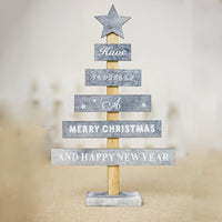 HKM-624147 Painted Letter Wooden Christmas Tree Ornaments - European Style Decor 29cm x 18cm
